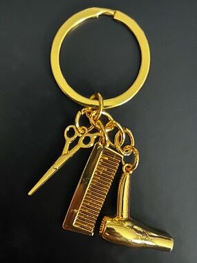 Salon Tools Keychain - Hair Dryer, Comb & Scissors